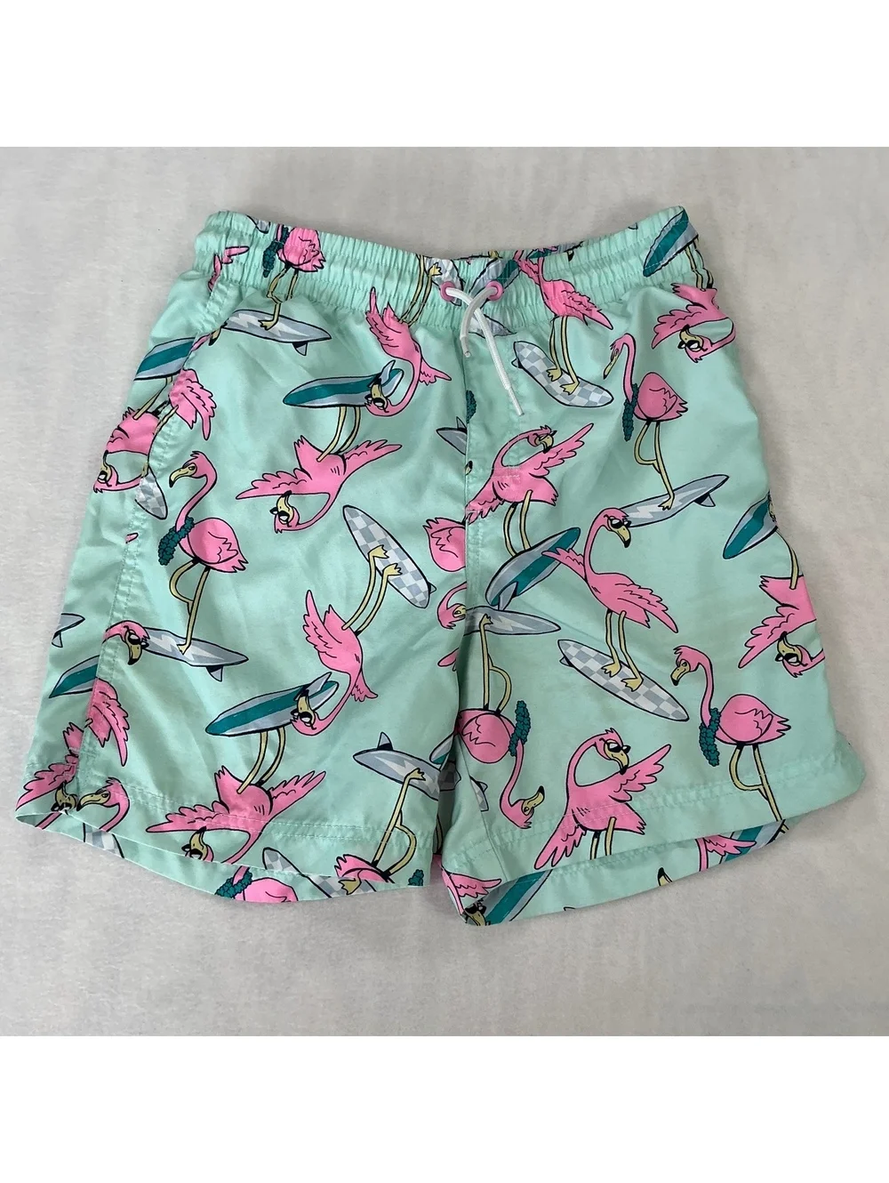 Old Navy Boys XL 14-16 Flamingo Surfboard Swim Trunks Beach Shorts